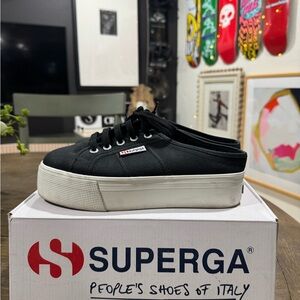 Superga Women's Black Platform Sneakers